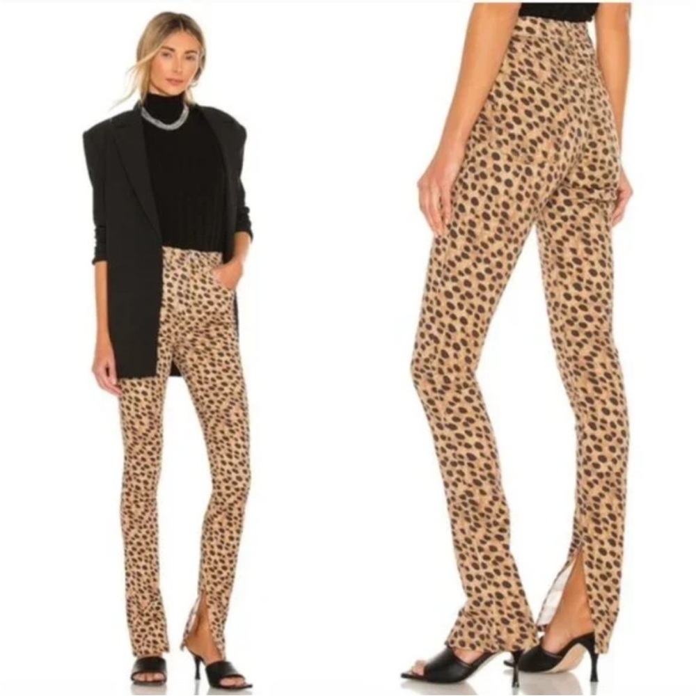 WeWoreWhat Stiletto Slit Cheetah Jeans
